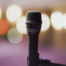 Microphone with lights behind it