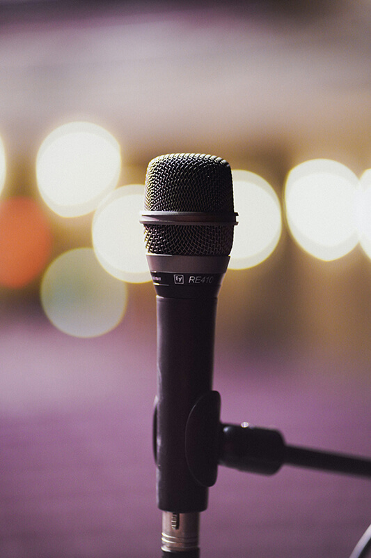 Microphone with lights behind it